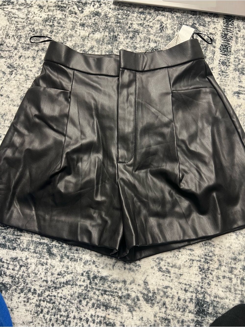 Zara Black High-Waist Faux Leather Shorts